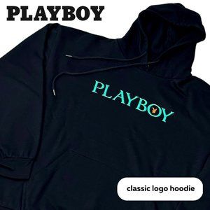 NWT Officially Licensed PLAYBOY Hoodie Black Streetwear Athleisure  Mens M & L